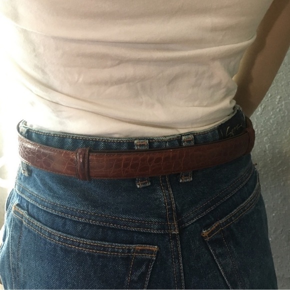 Italian Embossed croco brown, gold belt size:S/M - Picture 6 of 16